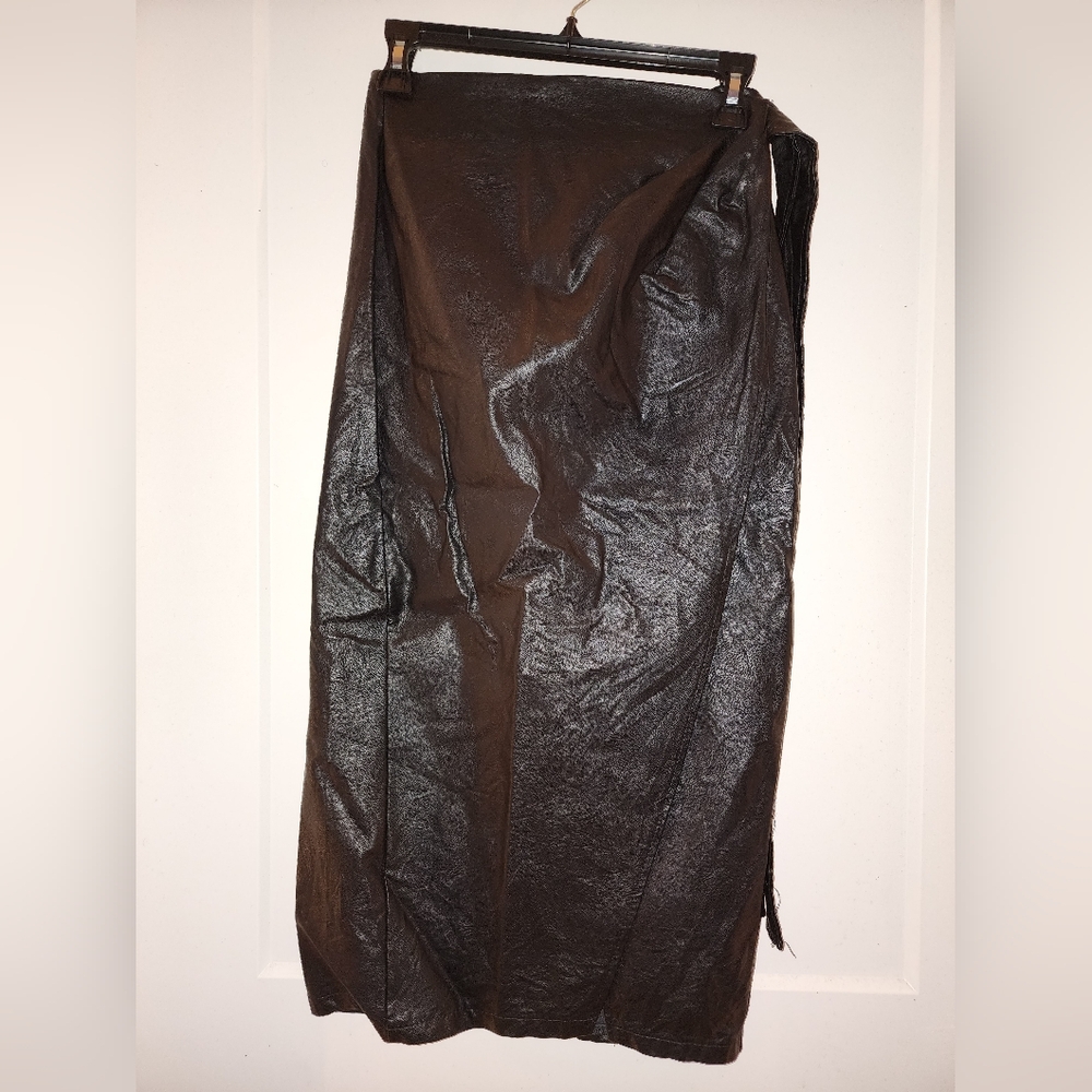 Women's Faux Leather Wrap & Tie Skirt